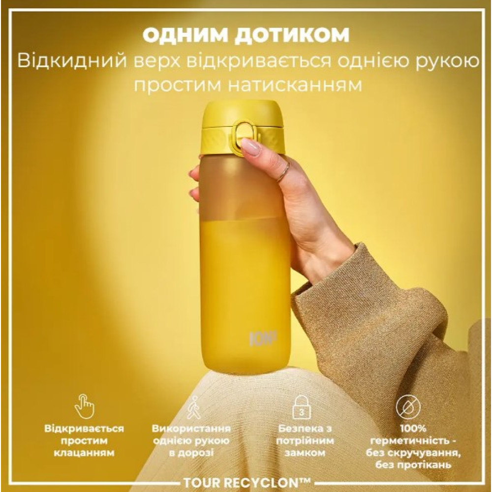 Бутылка для воды ION8 750 мл (ЭКО бутылка) BPA Free Yellow (I8RF750YEL)