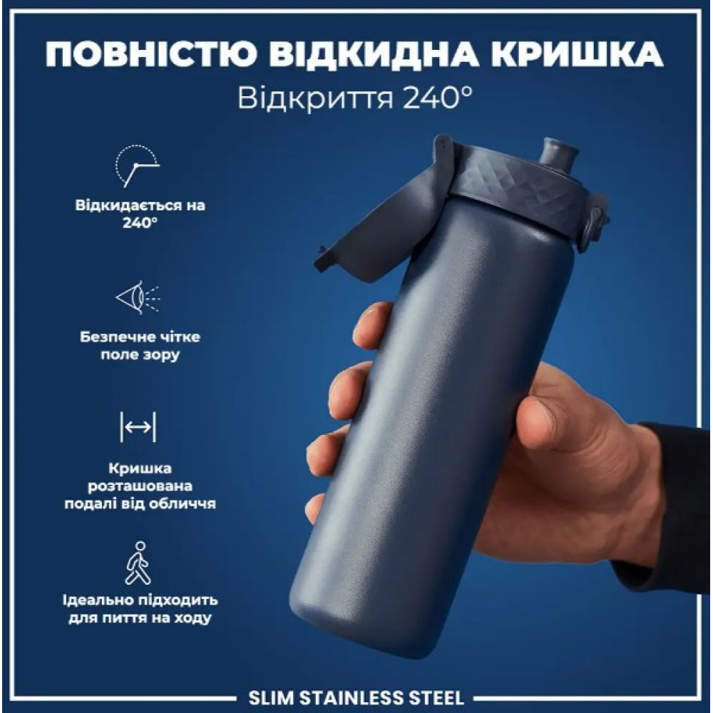 Бутылка для воды металлическая ION8 600 мл Stainless Steel Ash Navy (I8SS600ANAVY)