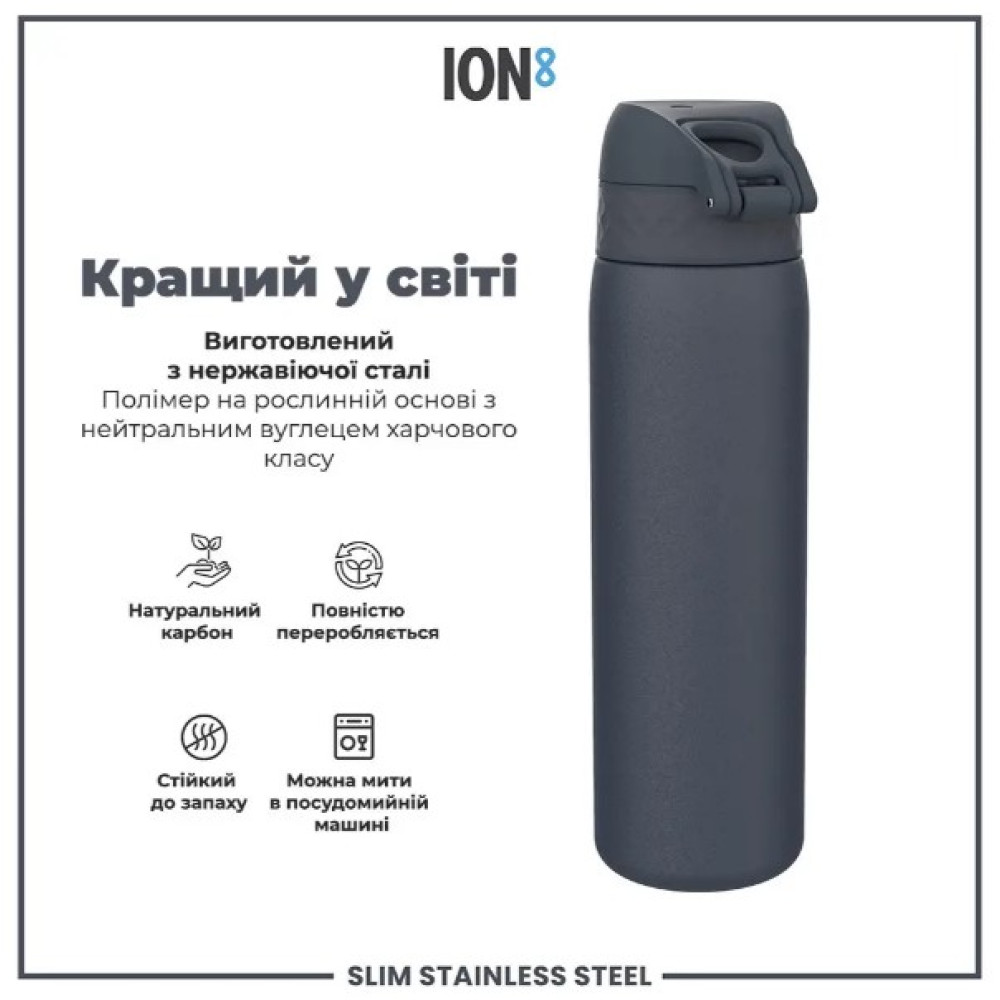 Бутылка для воды металлическая ION8 600 мл Stainless Steel Ash Navy (I8SS600ANAVY)