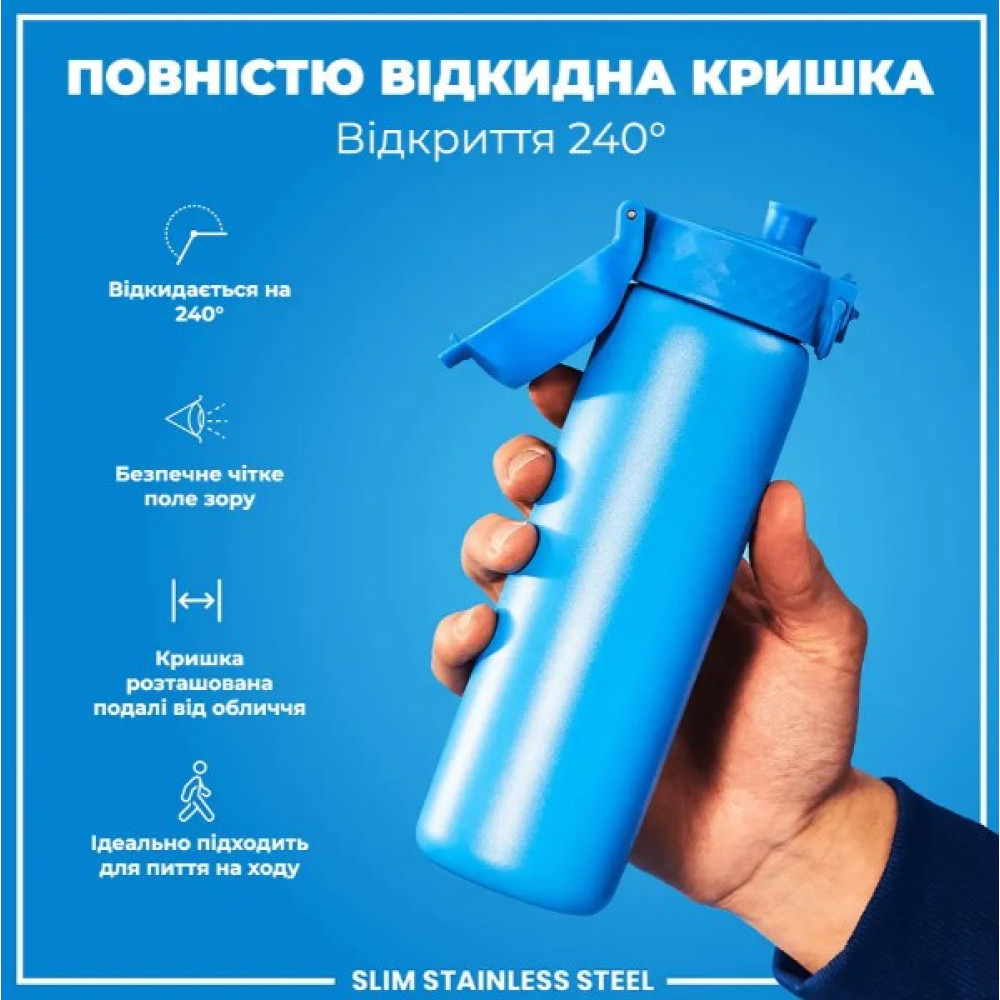 Бутылка для воды металлическая ION8 600 мл Stainless Steel Blue (I8SS600BLU)