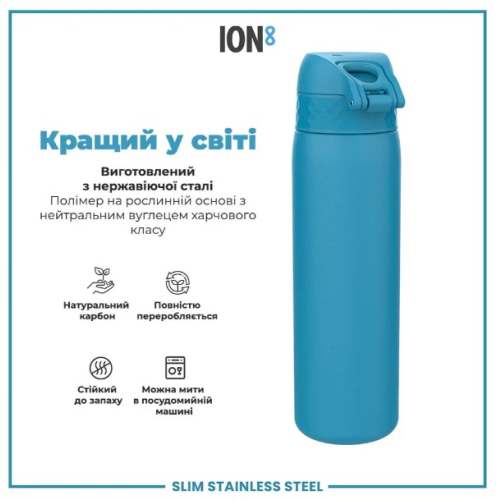 Бутылка для воды металлическая ION8 600 мл Stainless Steel Blue (I8SS600BLU)