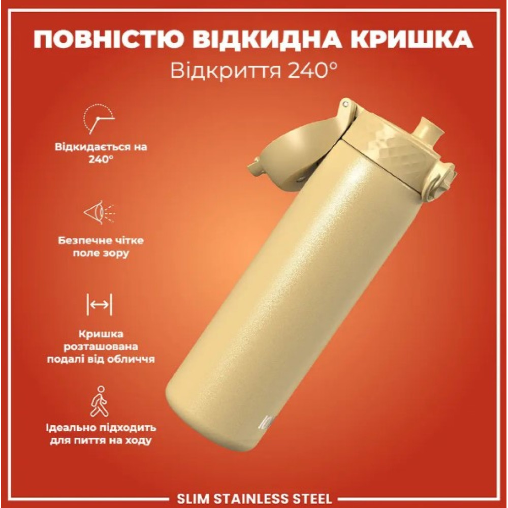 Бутылка для воды металлическая ION8 600 мл Stainless Steel Desert (I8SS600DES)