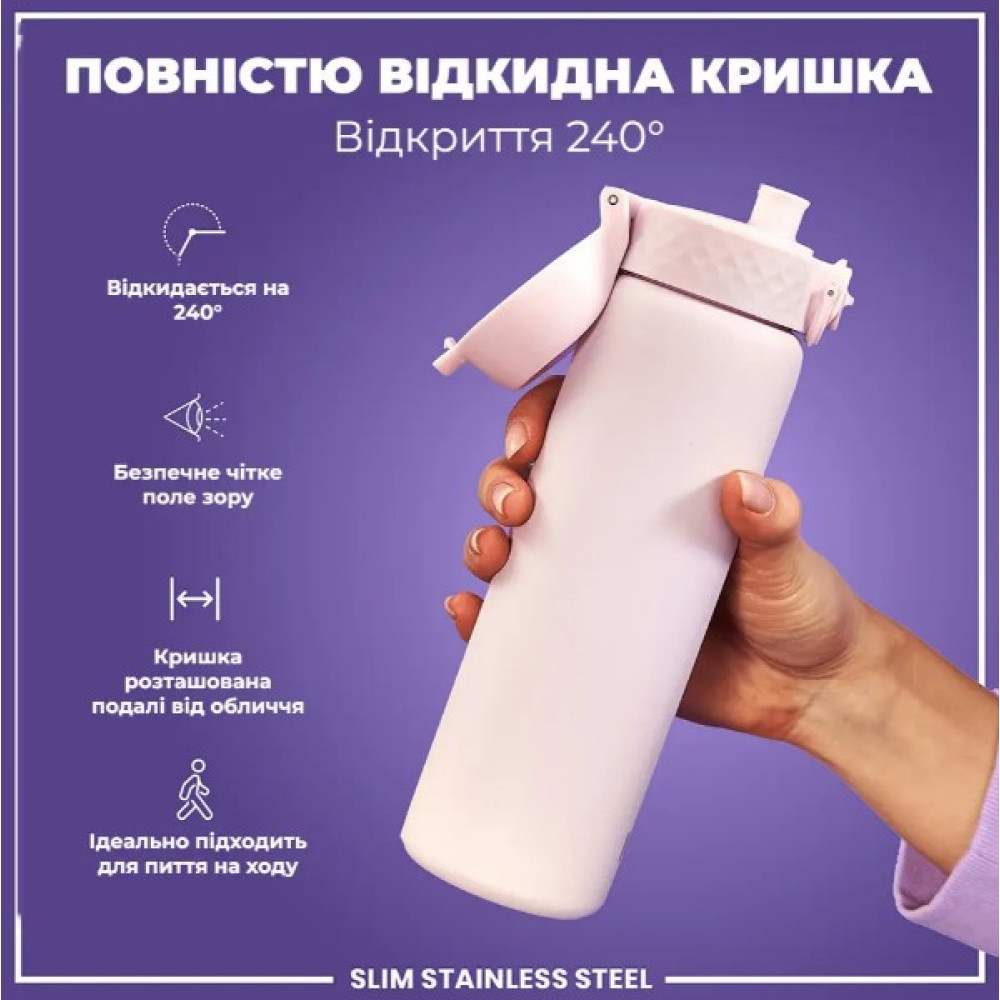 Пляшка для води металева ION8 600 мл Stainless Steel Lilac Dusk (I8SS600LIL2)