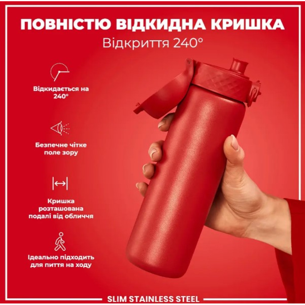 Бутылка для воды металлическая ION8 600 мл Stainless Steel Red (I8SS600RED)