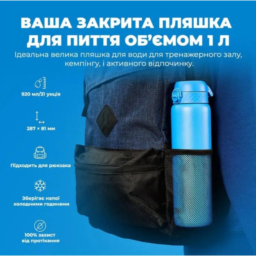 Бутылка для воды металлическая вакуумная ION8 920 мл Vacuum Insulated Blue (I8TS1000BLU)