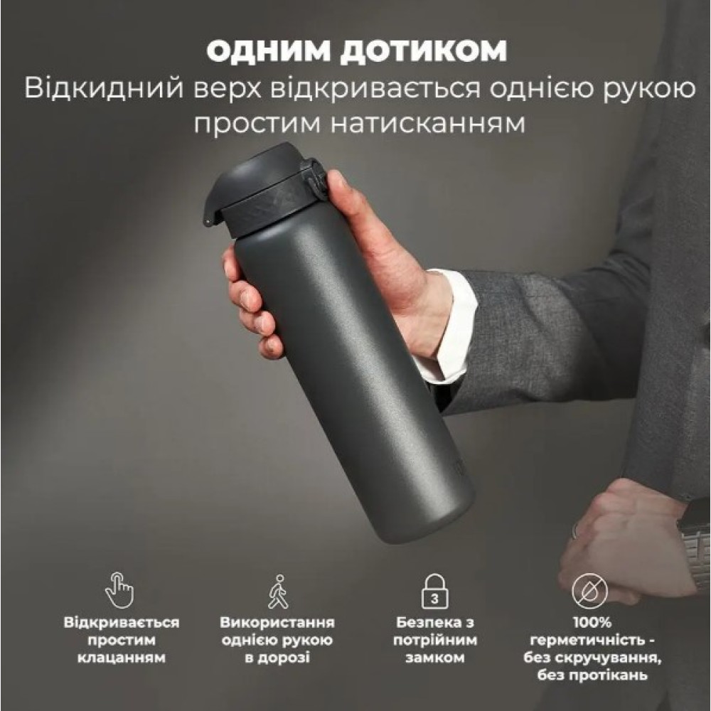 Пляшка для води металева вакуумна ION8 920 мл Vacuum Insulated Grey (I8TS1000GRY)