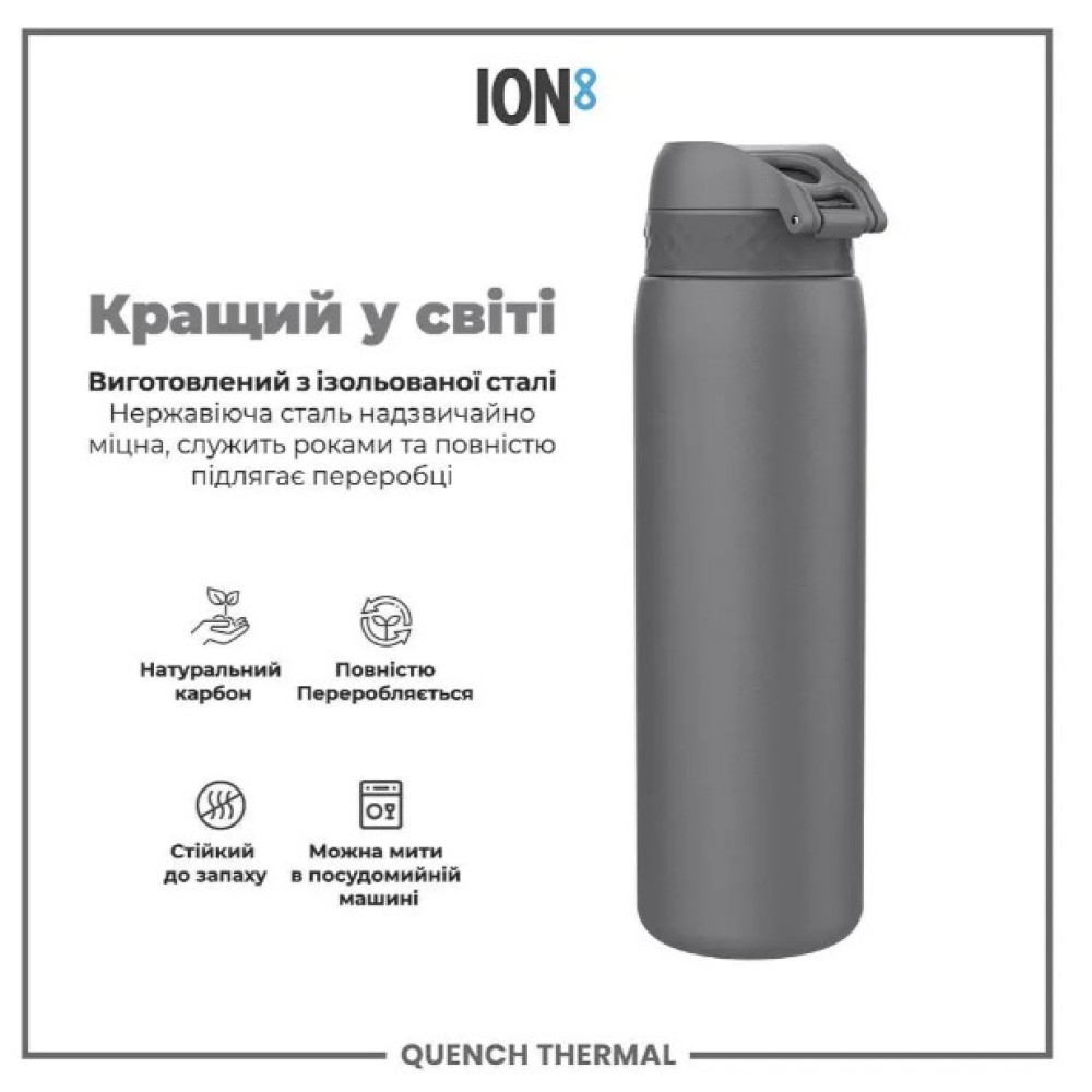 Пляшка для води металева вакуумна ION8 920 мл Vacuum Insulated Grey (I8TS1000GRY)