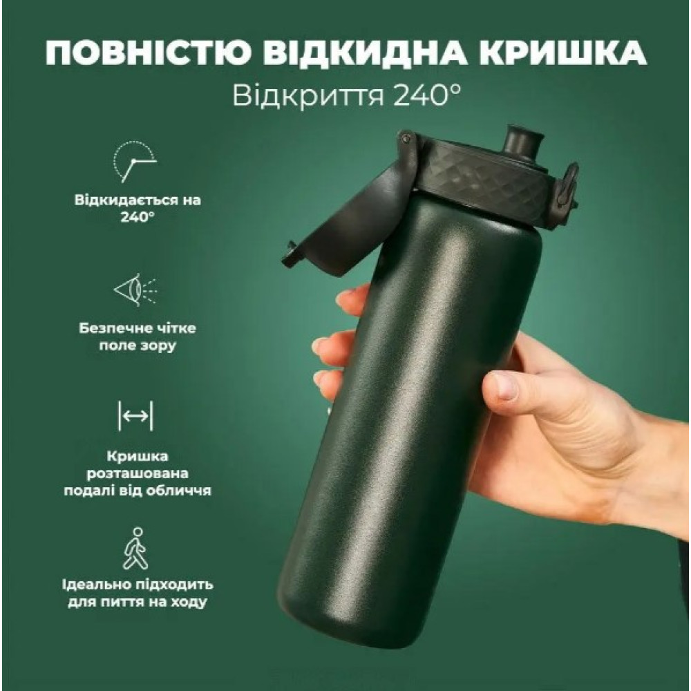 Бутылка для воды металлическая вакуумная IION8 500 мл Vacuum Insulated Dark Green (I8TS500DGRE)