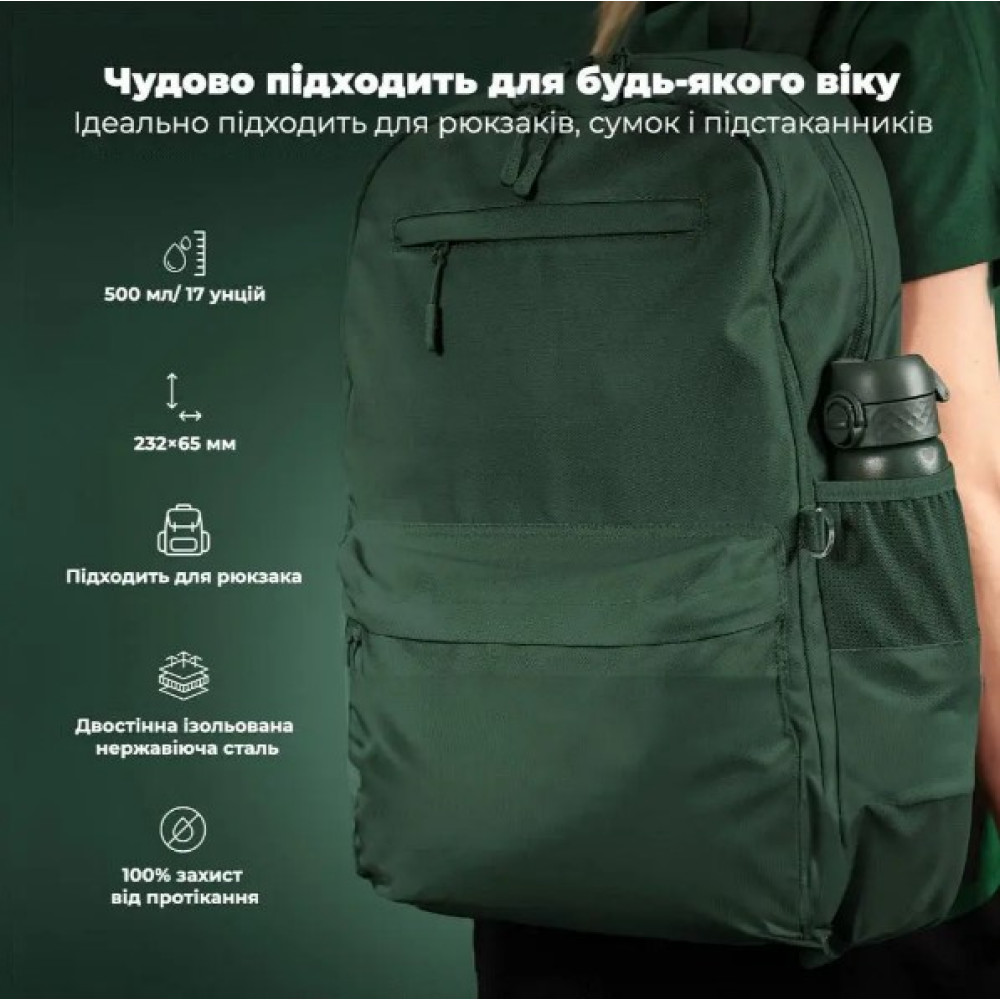 Бутылка для воды металлическая вакуумная IION8 500 мл Vacuum Insulated Dark Green (I8TS500DGRE)