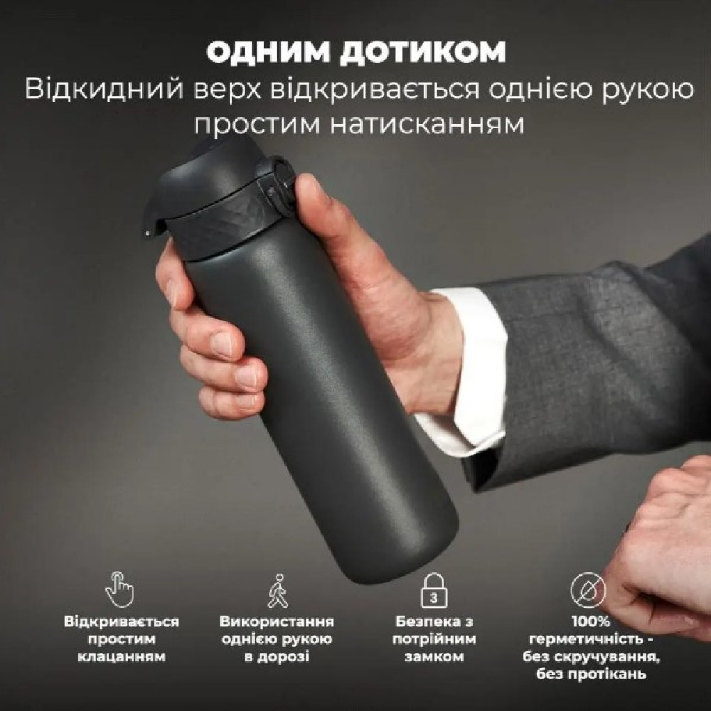 Бутылка для воды металлическая вакуумная ION8 500 мл Vacuum Insulated Grey (I8TS500GRY)