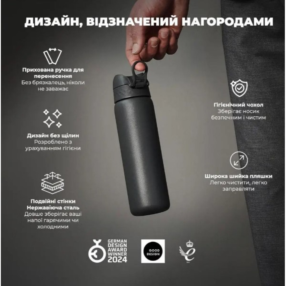 Бутылка для воды металлическая вакуумная ION8 500 мл Vacuum Insulated Grey (I8TS500GRY)