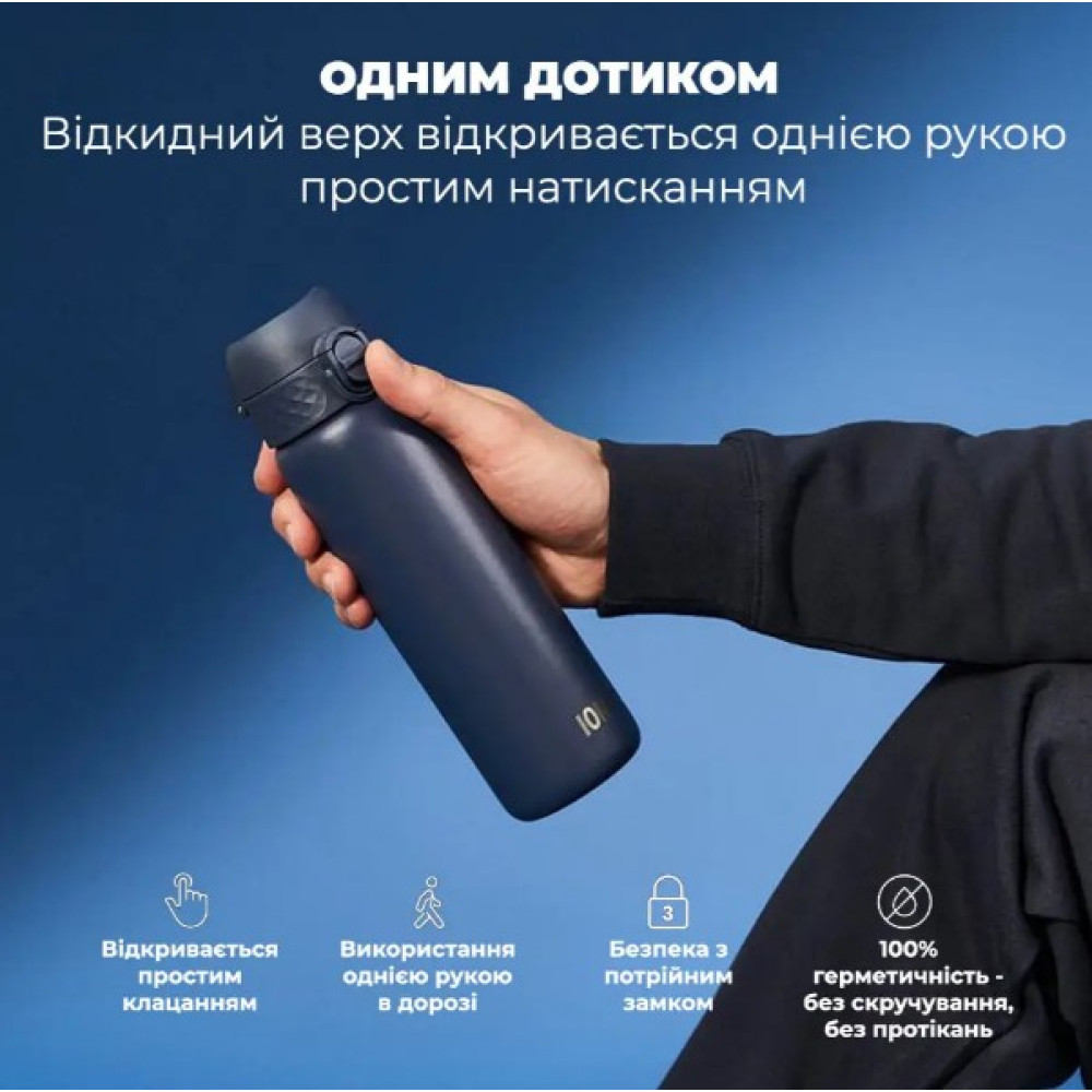 Бутылка для воды металлическая вакуумная ION8 500 мл Vacuum Insulated Navy (I8TS500NAVY)
