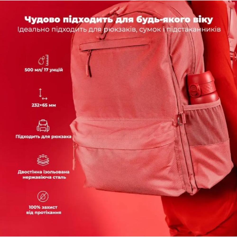 Бутылка для воды металлическая вакуумная ION8 500 мл Vacuum Insulated Red (I8TS500Red)