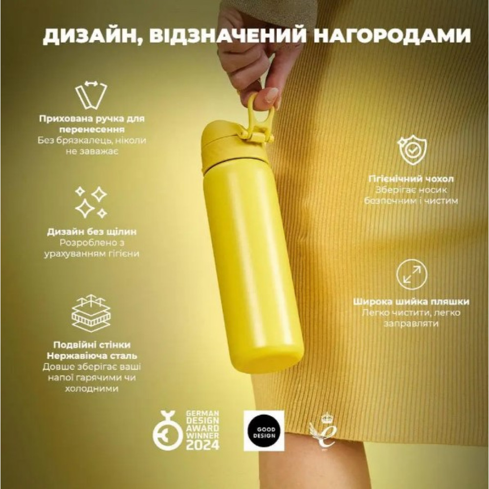 Бутылка для воды металлическая вакуумная ION8 500 мл Vacuum Insulated Yellow (I8TS500YEL)
