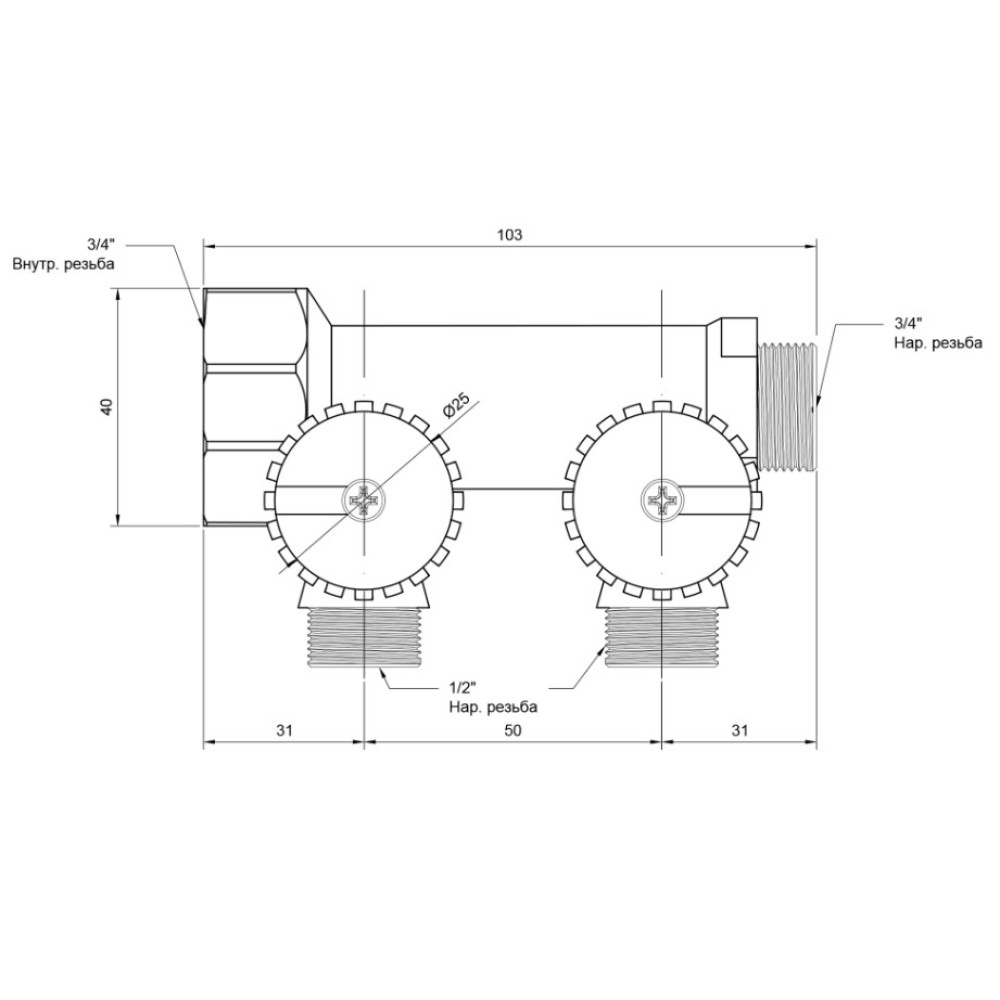 Коллектор Icma 3/4" 2 выхода №227 (87227PA06)