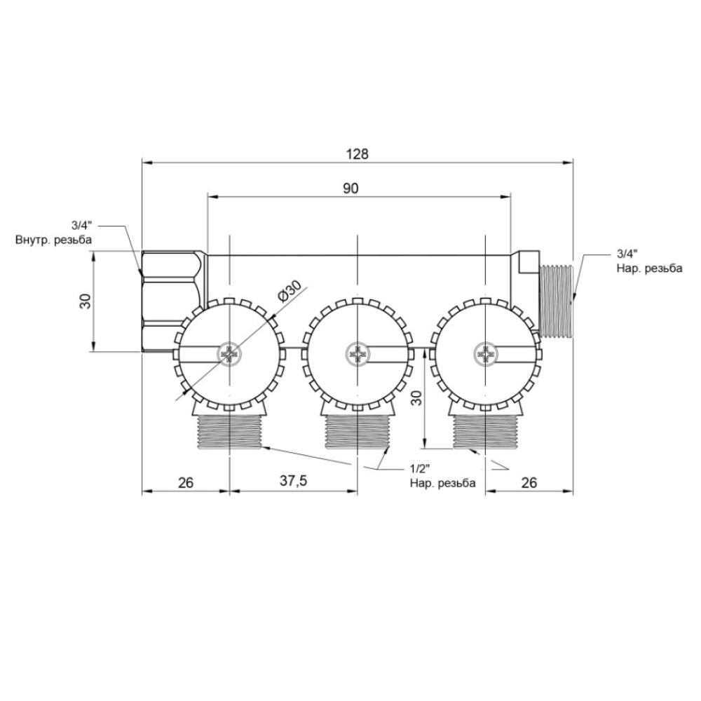 Колектор Icma 3/4" 3 виходи №227 (87227PB06)