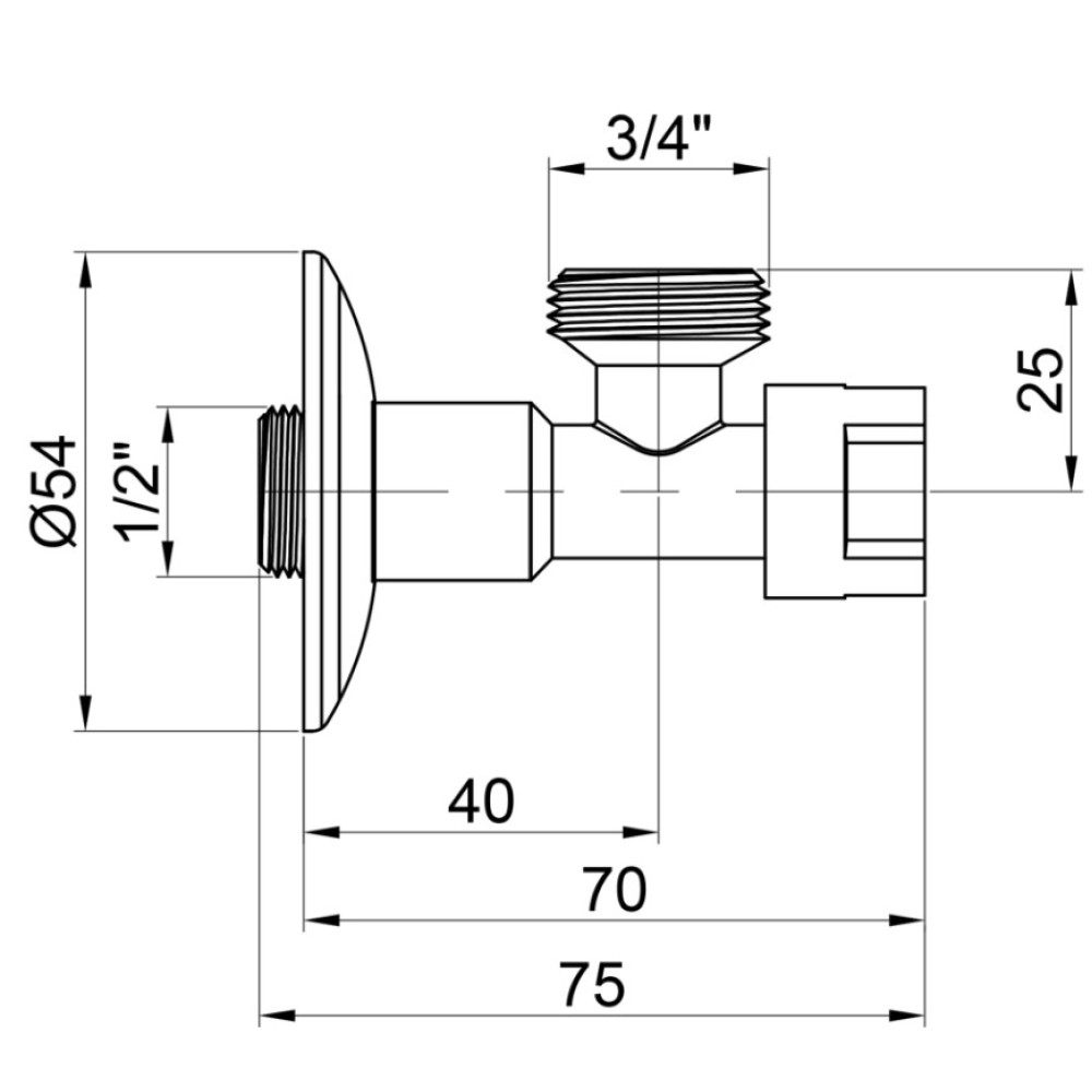 Кран приборный буксовый Icma 1/2"х3/4" угловой №519 (90519AE07)