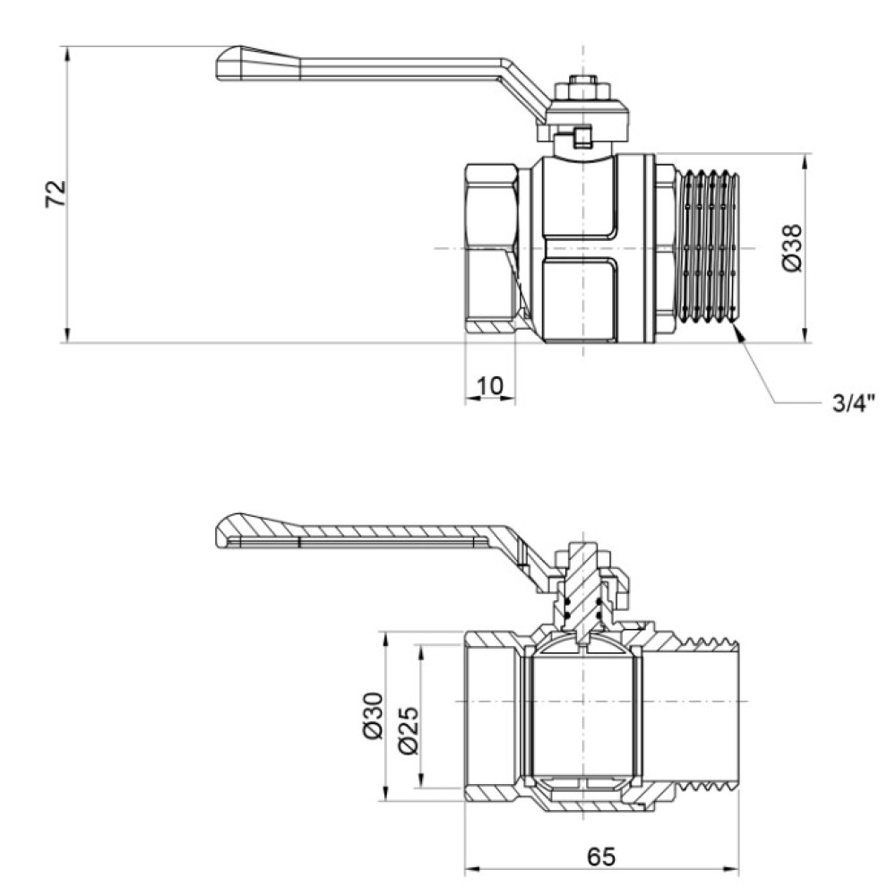 Кран кульовий Icma 3/4" прямий №352 (87352AE11)