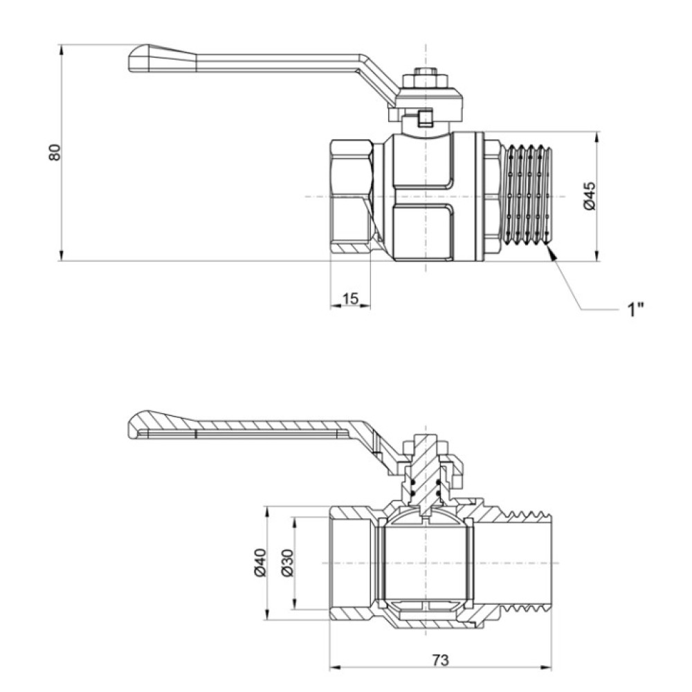 Кран кульовий Icma 1" прямий №352 (87352AF11)