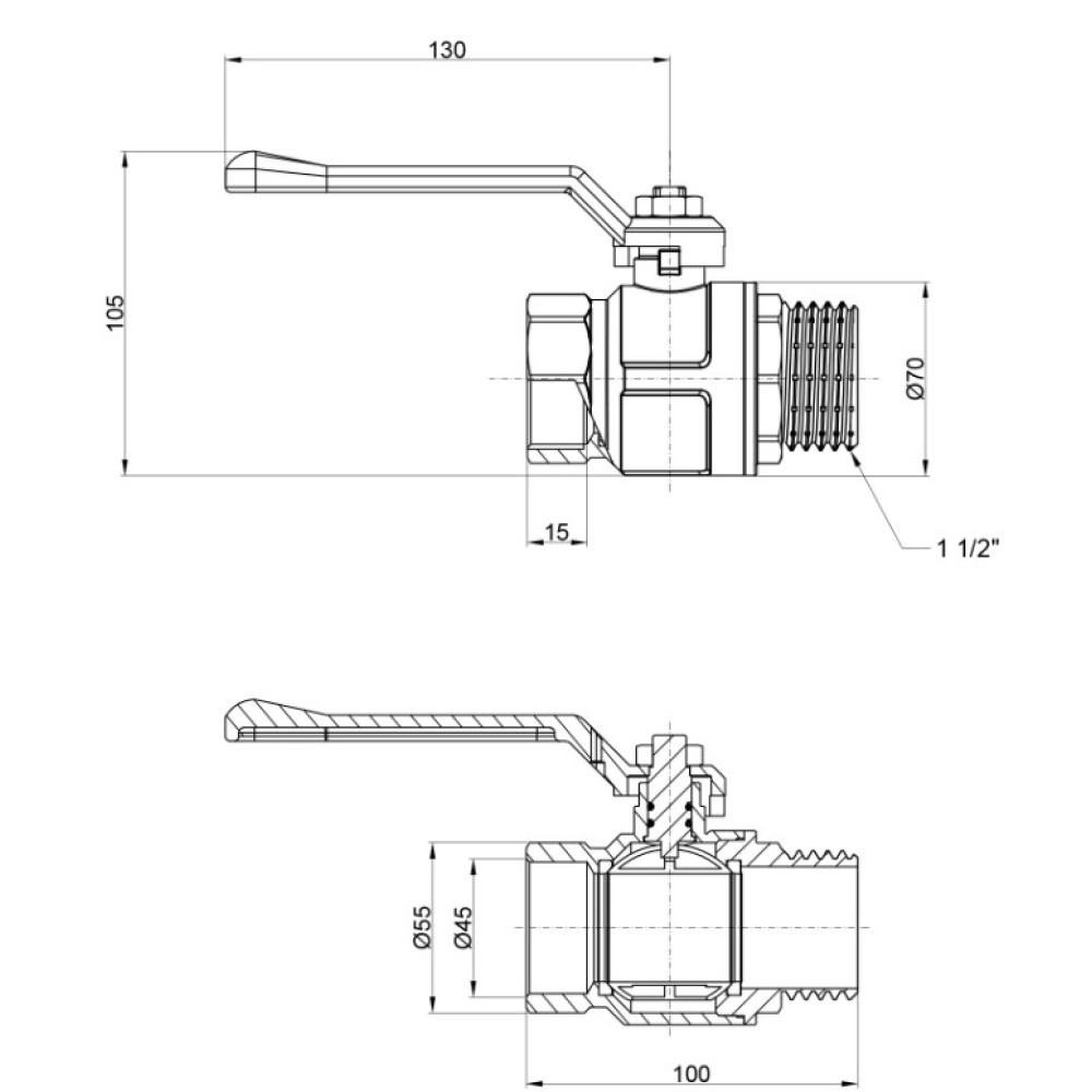 Кран кульовий Icma 1" 1/2 прямий №352 (87352AH11)