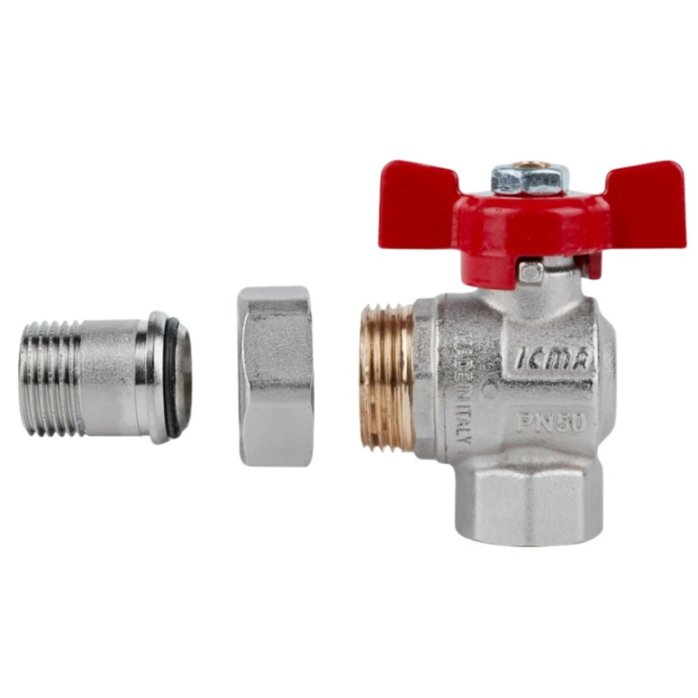Кран кульовий Icma FAR. ROSSA 1/2" кутовий №361 (87361AD11)