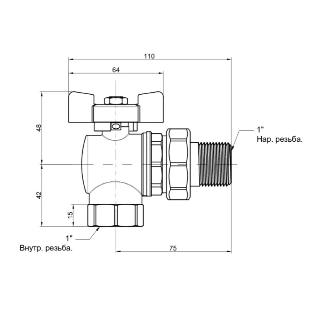 Кран кульовий Icma FAR. ROSSA 1" кутовий №361 (87361AF11)