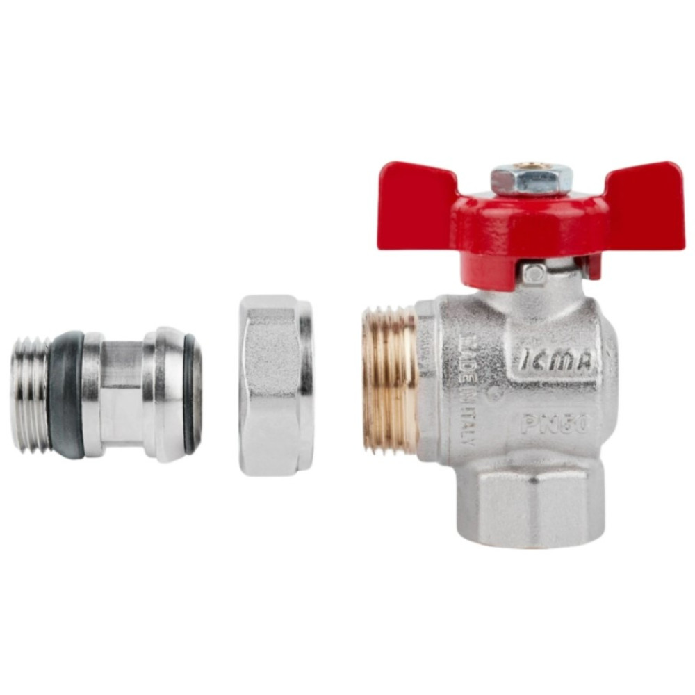 Кран кульовий Icma FAR. ROSSA 1/2" кутовий №362 (87362AD11)