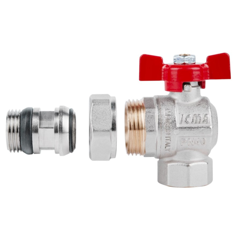 Кран кульовий Icma FAR. ROSSA 3/4" кутовий №362 (87362AE11)