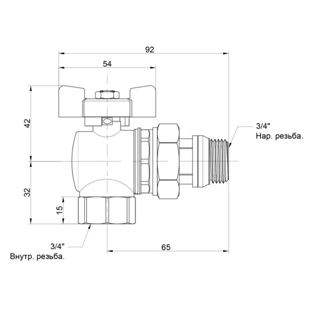 Кран кульовий Icma FAR. ROSSA 3/4" кутовий №362 (87362AE11)