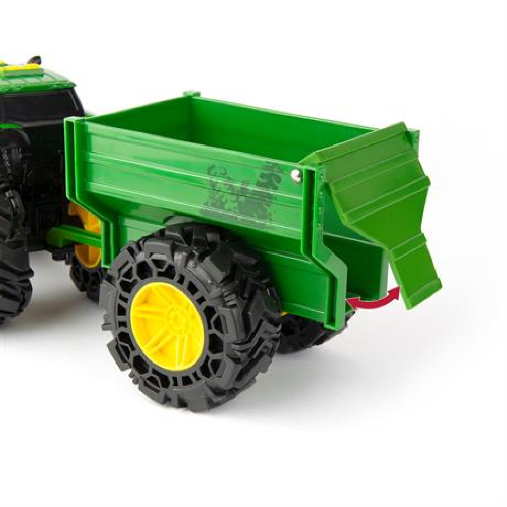 Іграшковий трактор John Deere Kids Monster Treads з причепом та великими колесами