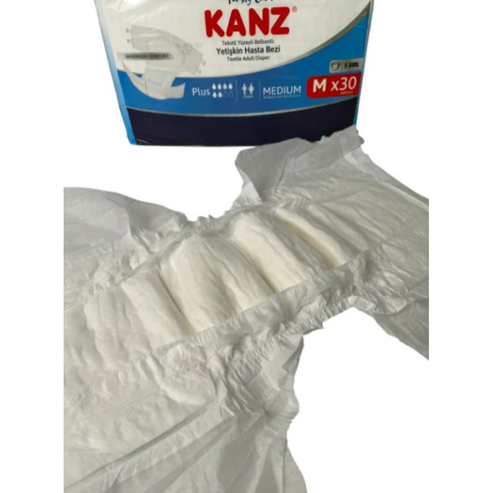 Підгузки для дорослих Kanz з текстильним поясом розмір M (80–120 см), 30 шт