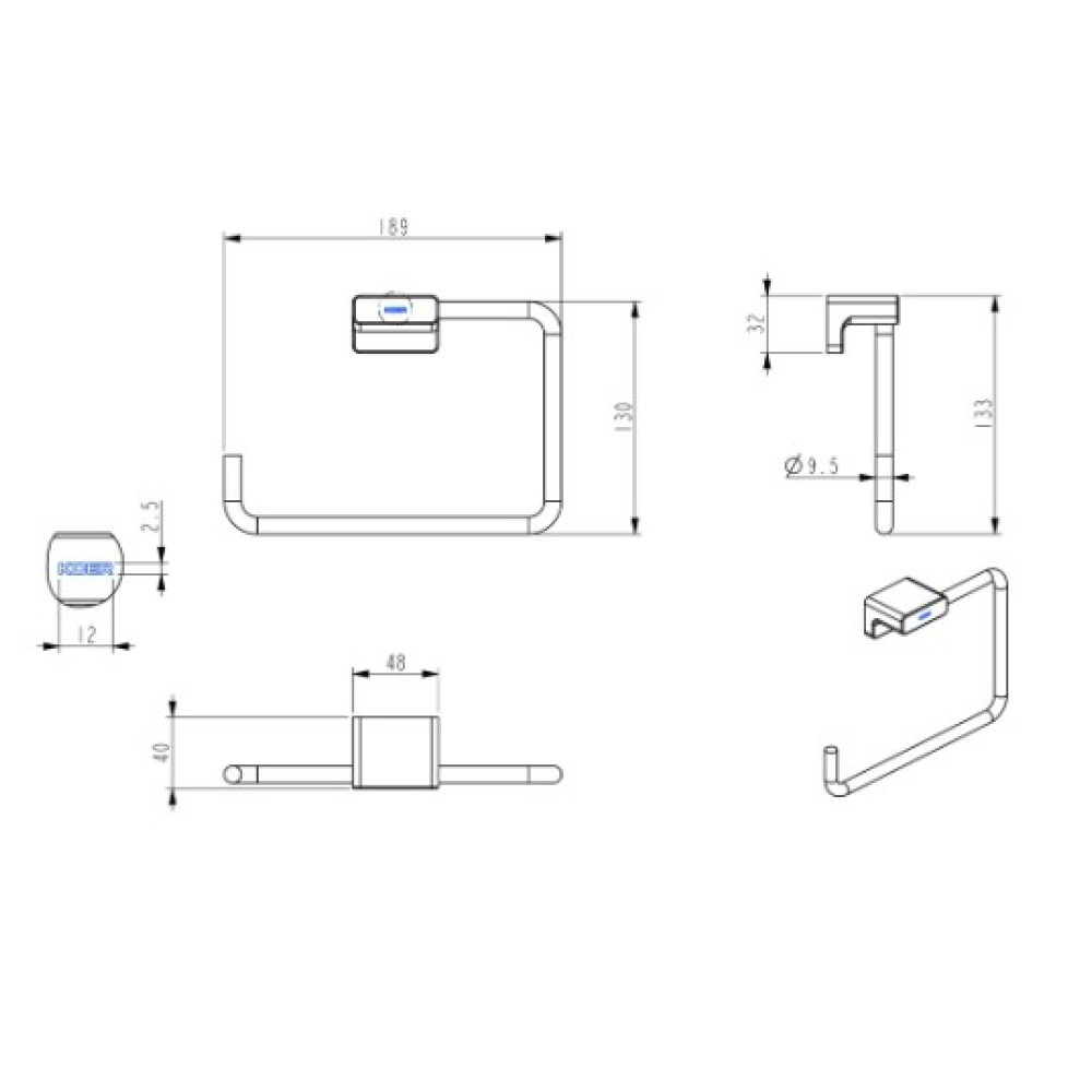 Тримач для паперових рушників Koer AS-0108-05 півкільце, чорний (KR6178)