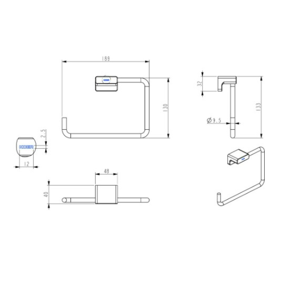 Тримач для паперових рушників Koer AS-0108-12, півкільце, золото (KR6179)
