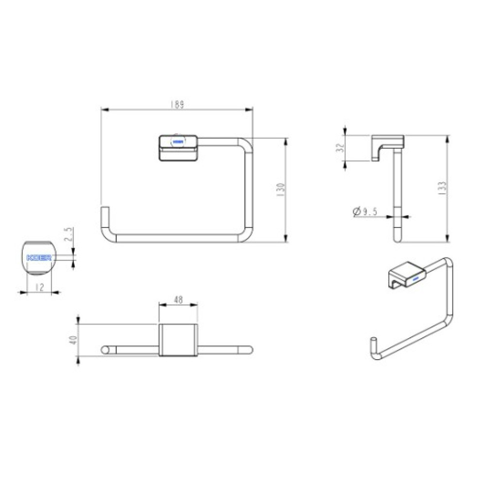 Тримач для паперових рушників Koer AS-0108-01, півкільце, хром (KR6181)