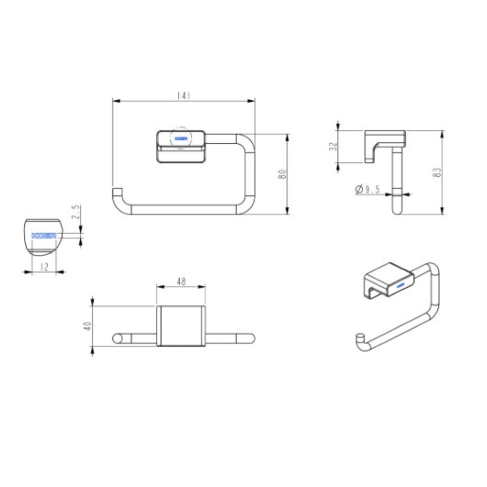 Тримач для туалетного паперу Koer AS-0107-05 чорний (KR6182)