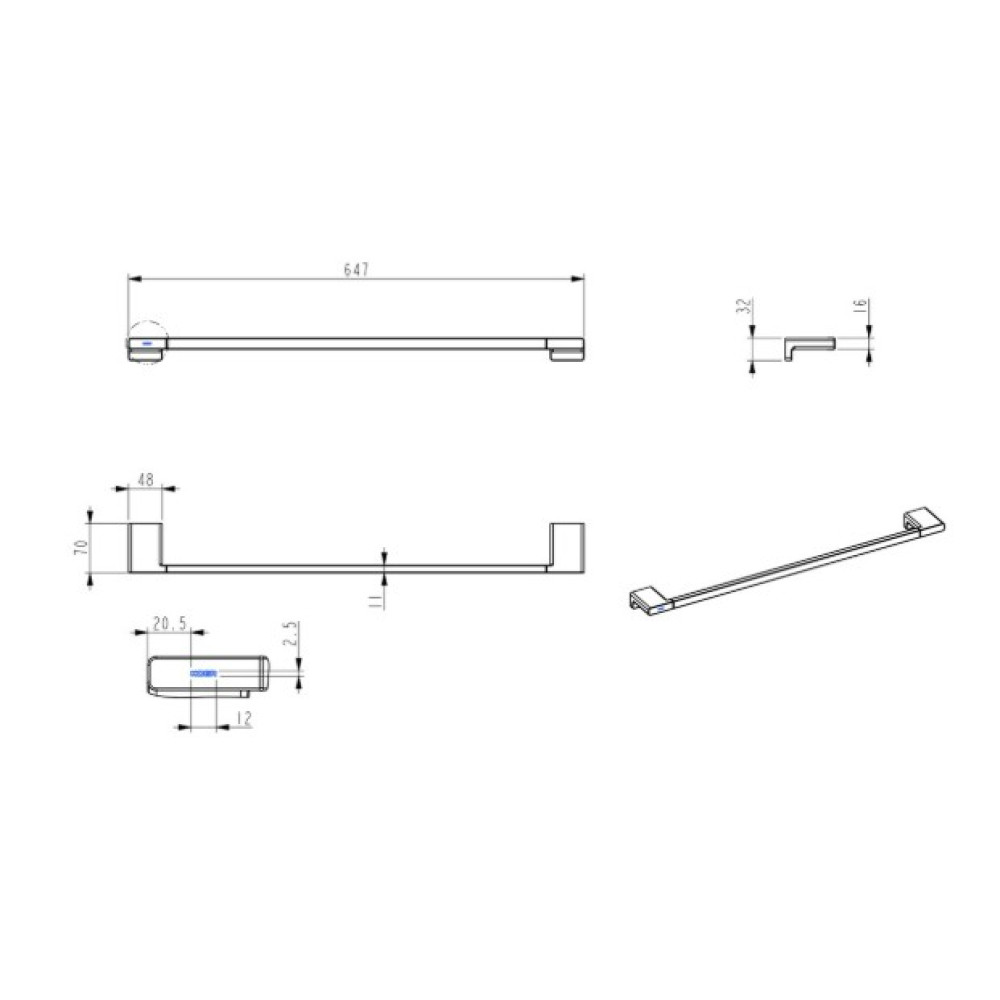 Полотенцедержатель Koer AS-0109-1-05 одинарный, черный (KR6186)