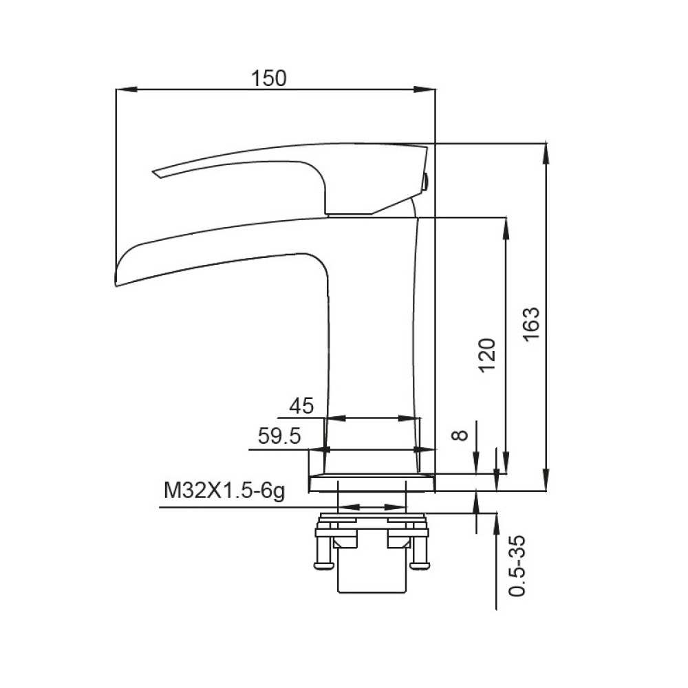 Змішувач для раковини Koer KB-14007-05 (KR3447)