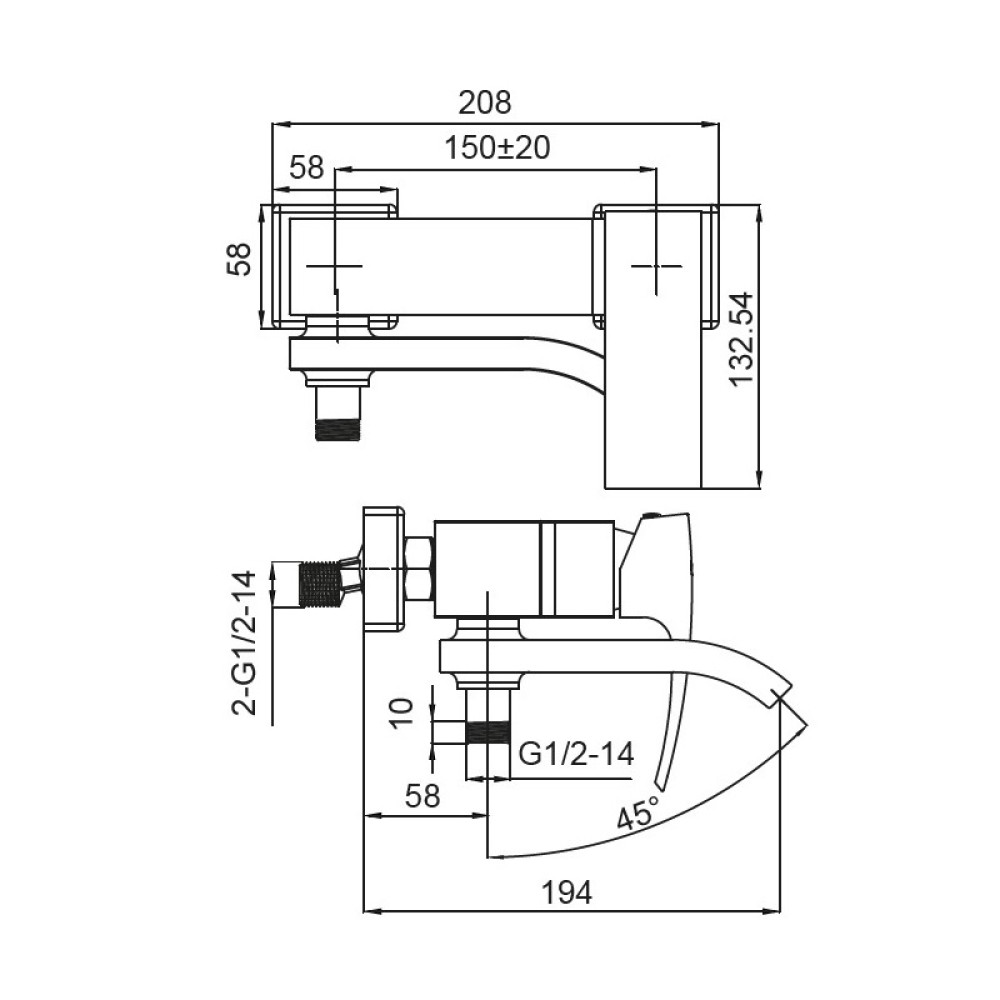 Змішувач для ванни Koer KB-41007-05 (KR3455)