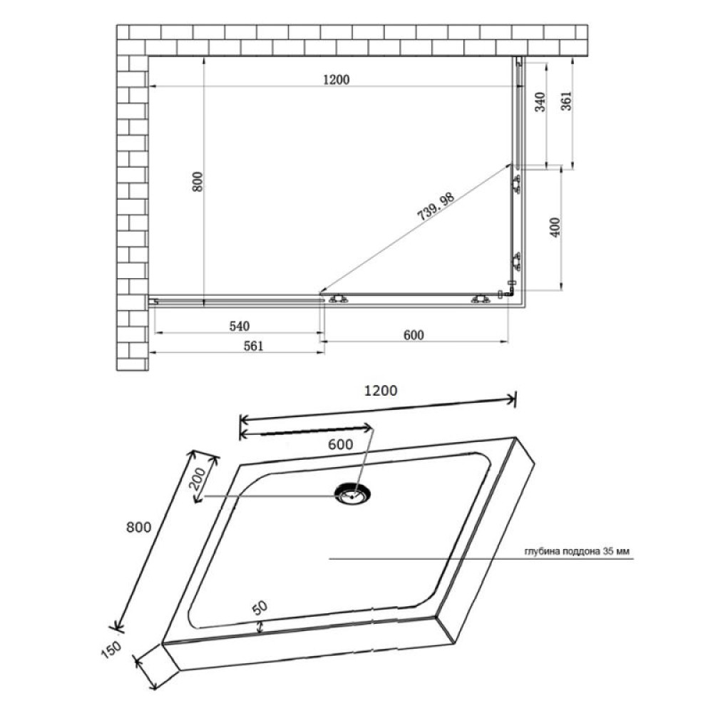Душова кабіна Lidz Wiezak SC120x80.SAT.LOW.L