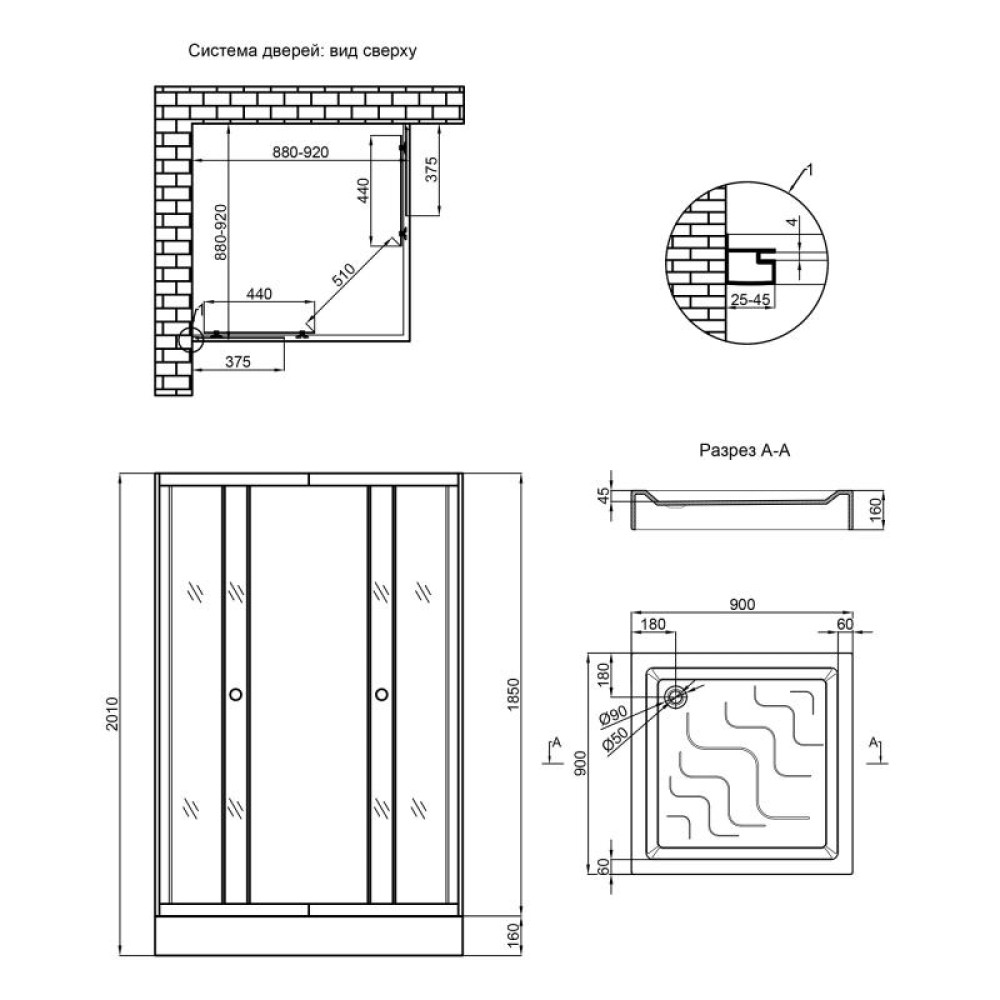 Душевая кабина Lidz Wawel SC90x90.SAT.LOW.FR LWASC9090SATLOWFR2 SD00048614