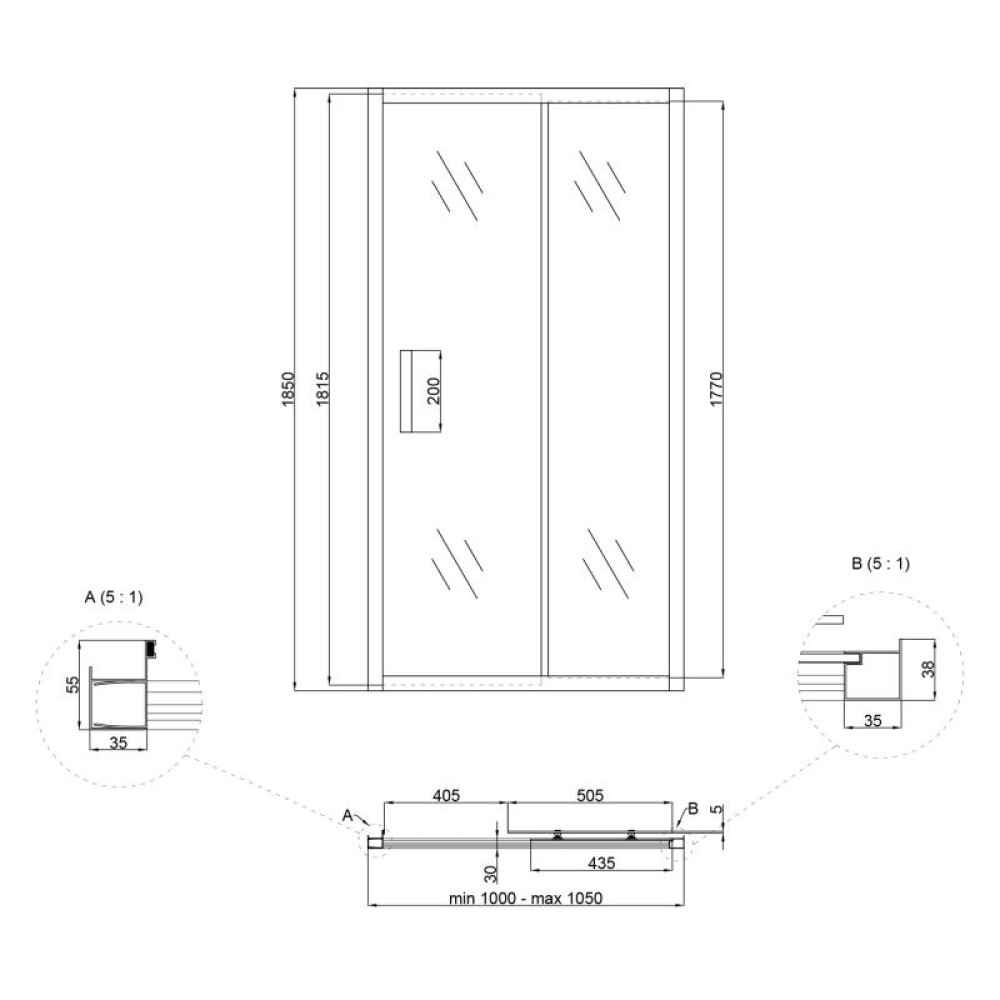 Душові двері в нішу Lidz Zycie SD100x185.CRM.TR