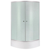 Набор Lidz Душевая кабина Latwa SC90x90.SAT.MID.FR полукруглая, стекло Frost 4 мм + Душевой поддон Kapielka ST90x90x26, с панелью