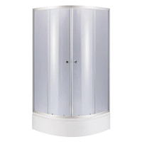 Набор Lidz Душевая кабина Latwa SC80x80.SAT.MID.GR полукруглая, стекло тонированное 4 мм + Душевой поддон Kapielka ST80x80x26, с панелью