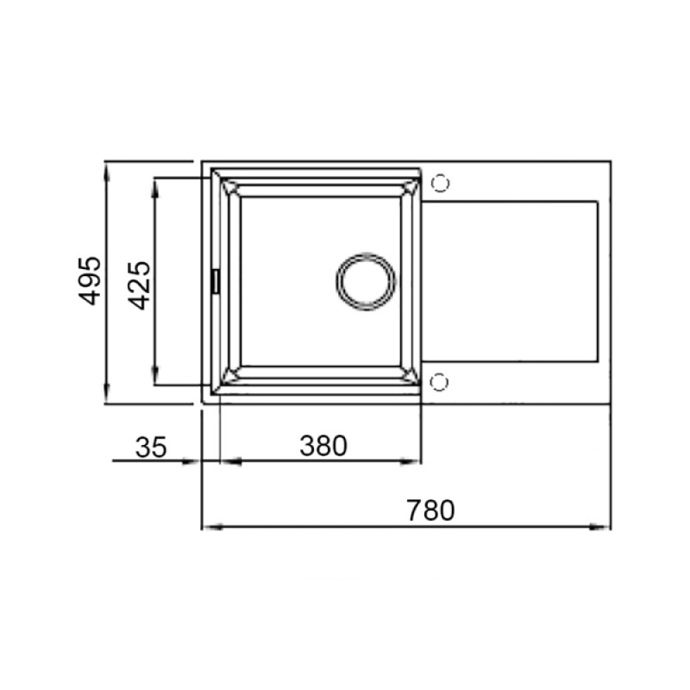 Кухонна мийка Lidz 780x495 / 230 BLA-03 (LIDZBLA03790495230)