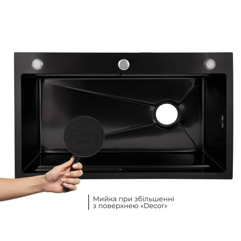 Кухонна мийка інтегрована Lidz Handmade H7545B Decor Black PVD Honeycomb 3,0/1,0 мм LDH7545BDECPVD48373