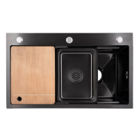 Кухонна мийка інтегрована Lidz Handmade H7545B Decor Black PVD Honeycomb 3,0/1,0 мм LDH7545BDECPVD48373