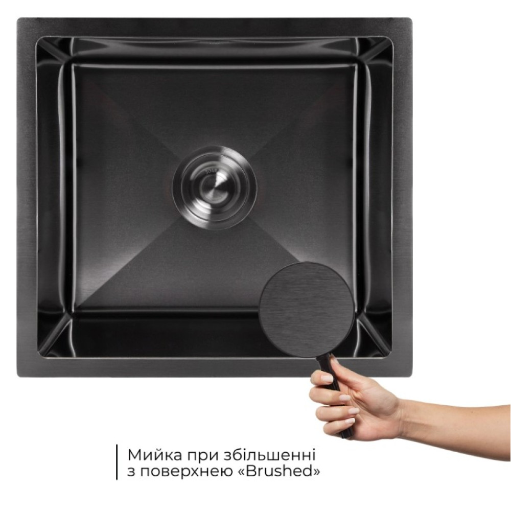 Мойка для кухни встроенная Lidz Handmade H4843B Brushed Black PVD 3,0/1,0 мм LDH4843BRUBLM49440