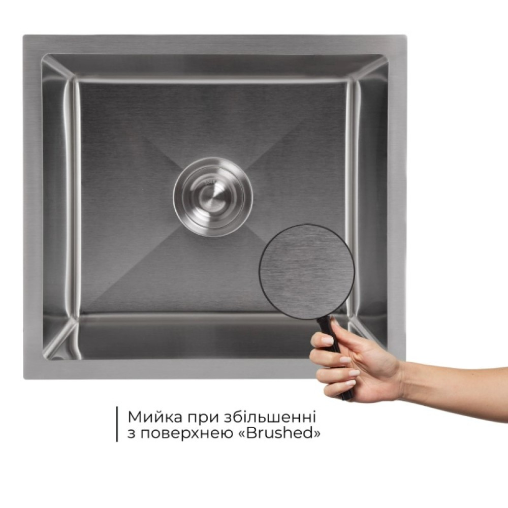 Мийка для кухні інтегрована Lidz Handmade H4843 Brushed Steel 3,0/1,0 мм LDH4843BRU49441
