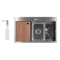 Мойка для кухни встроенная Lidz Handmade H7545 Brushed Steel 3,0/1,0 мм LDH7545BRU49457