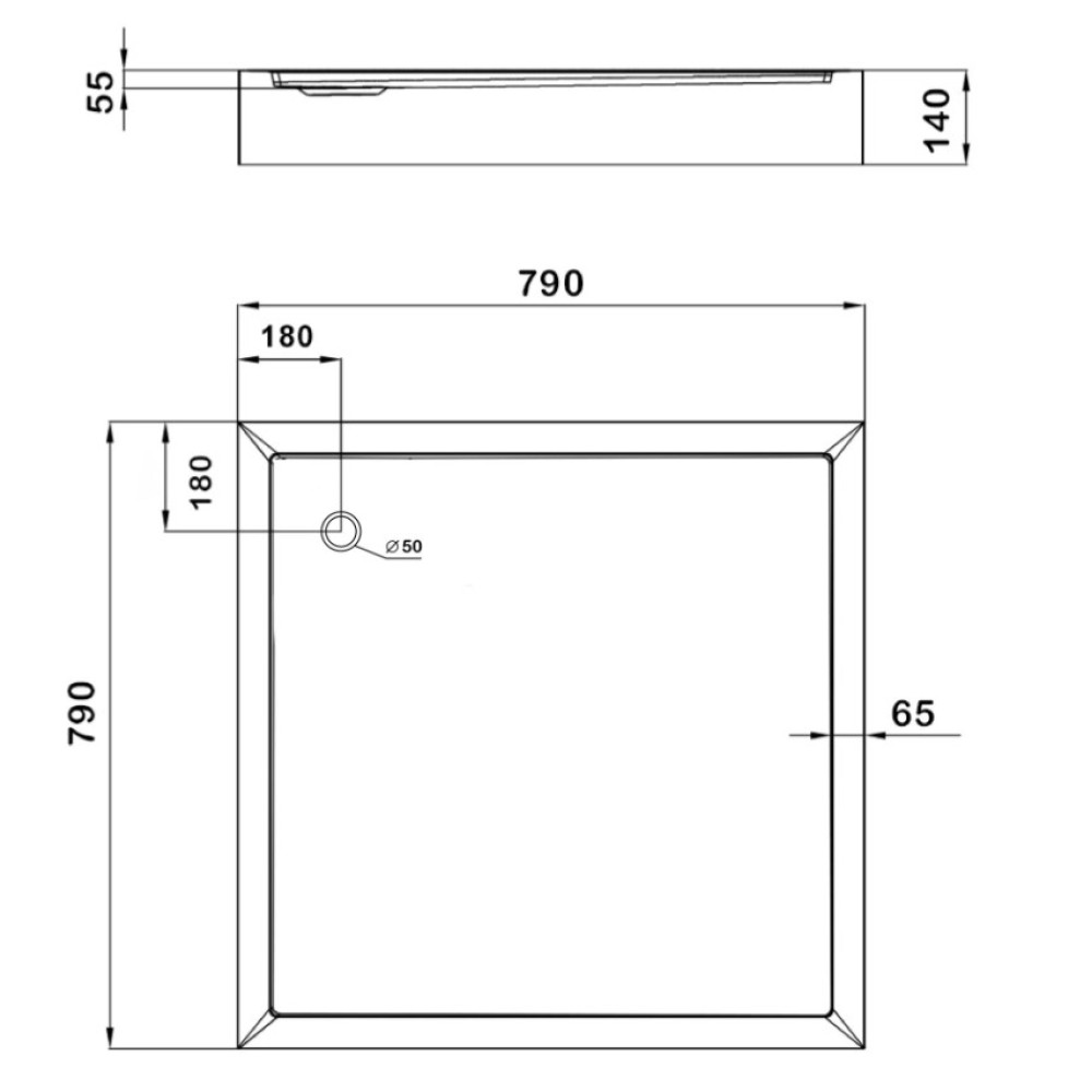 Душевой поддон Lidz Kapielka ST80x80х14, квадратный LKAST808014